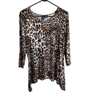 Cynthia Rowley Asymmetrical Leopard Print Tunic Top M